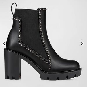 Christian Louboutin 70mm Out Line Spikes Leather Heeled Chelsea Booties